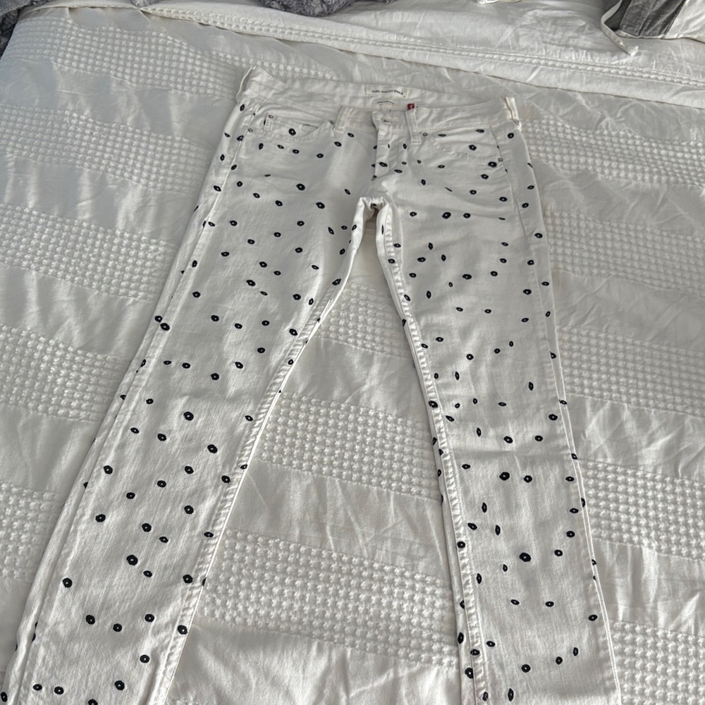 Isabel Marant White Polka Dot Skinny Jeans
